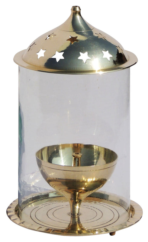 Brass Oil Lamp Deepak With Chimney 0.635kg